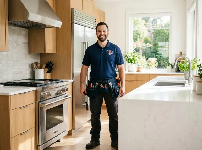Appliance Repair Hero technician in a Amawalk, NY kitchen after an appliance repair